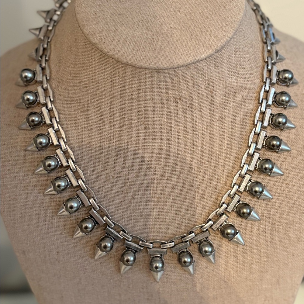 Stella & Dot Silver Spike Necklace